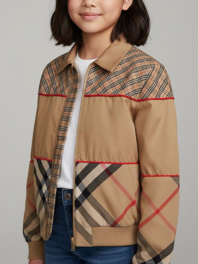 Burberry Kids Liam Archive Check Cotton Harrington Jacket (Size 12y)